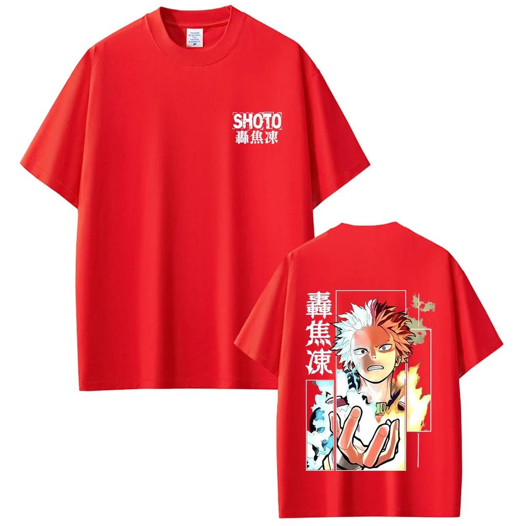 2026 Anime My Hero Academia Shoto Todoroki T Shirts Summer Men Women Casual Retro Oversized Streetwear Male Cartoon Harajuku T-shirt