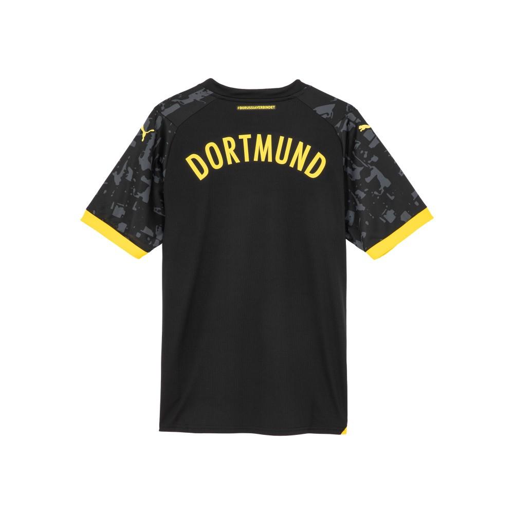 Puma Футболка Bvb Away с вышитым логотипом, круглым вырезом, коротким рукавом, мужская футболка, черный цвет, 770612-02