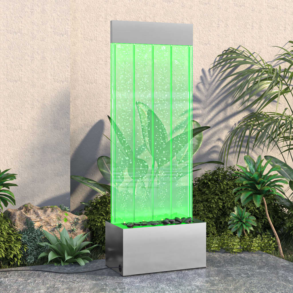 Water Column with RGB LEDs Stainless Steel and Acrylic 110 cm