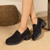 2024 Hot Selling Spring and Autumn Women's Shoes Fashionable Round Toe Solid Color Suede Medium Heel Slip-On Women's High Heels