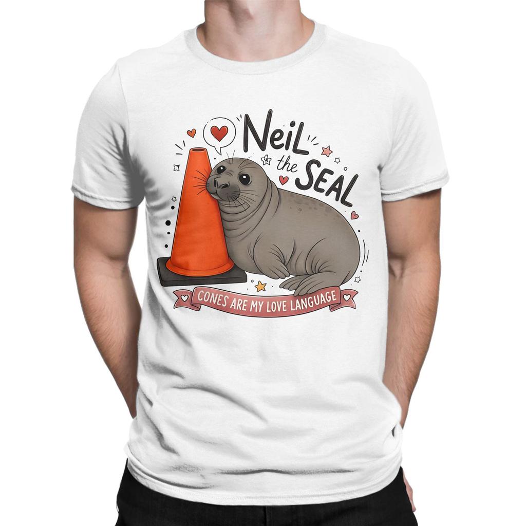 Vintage Neil the Seal Animal TShirts for Unisex Unisex Round Collar Cotton T Shirts Short Sleeve Tee Shirt Printed Tops