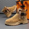 Мужские ботинки Новая осень Круглый носок Высокий задник Толстая подошва Платформа 2024 Модные ботинки Большой 44 Шнуровка Увеличение роста Уличные ботинки