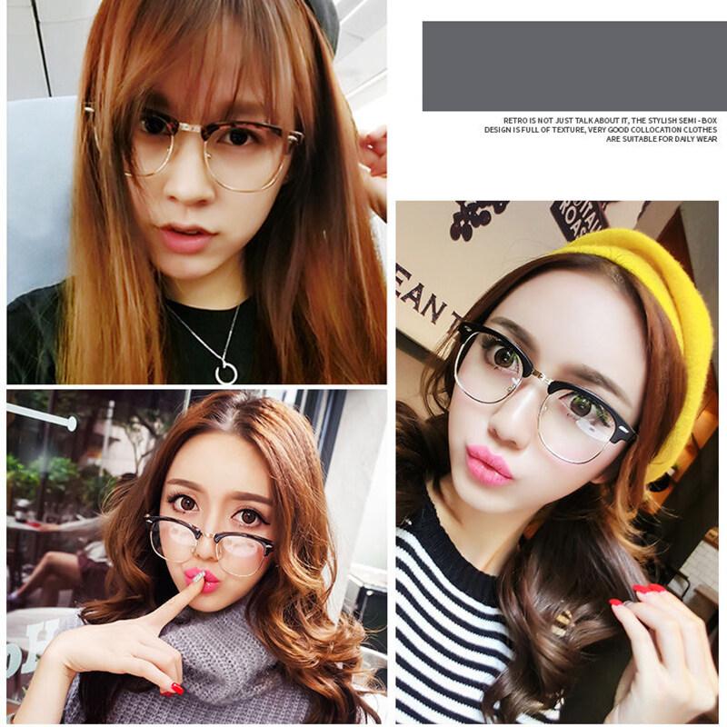 Classic Sunglasses Retro Rice Nail Half Frame Sunglasses Fashion Color Film Reflective Glasses Flat Glasses