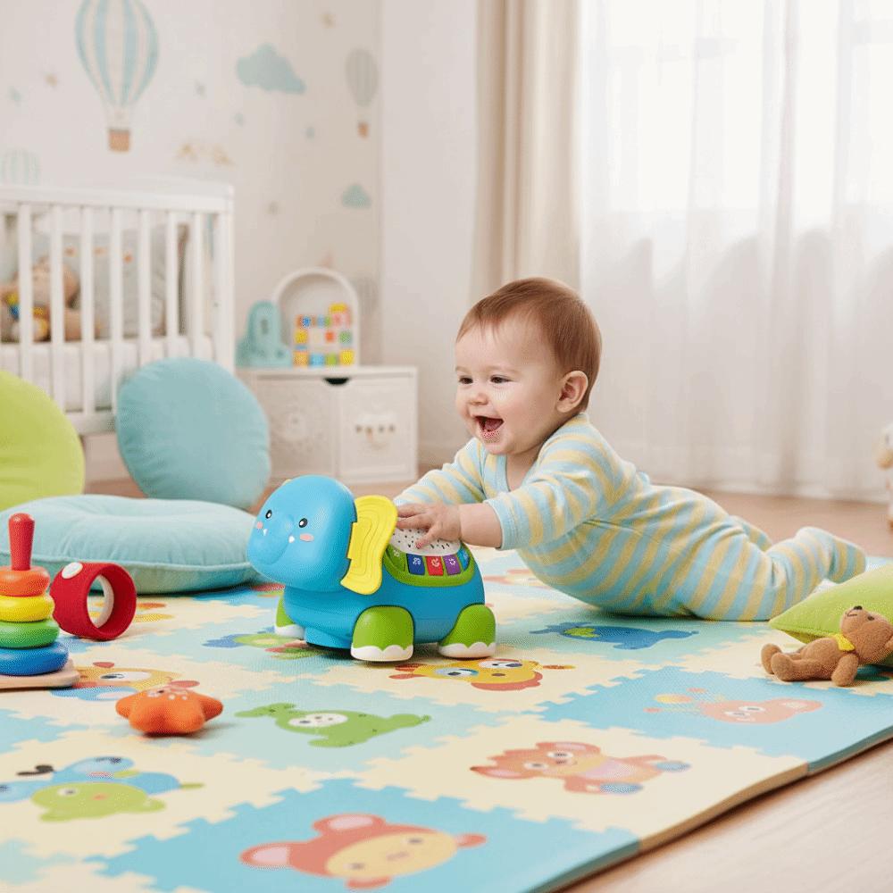 Timer Function Early Developmental Toys Colorful Light Up Musical Elephant 6-12 Months