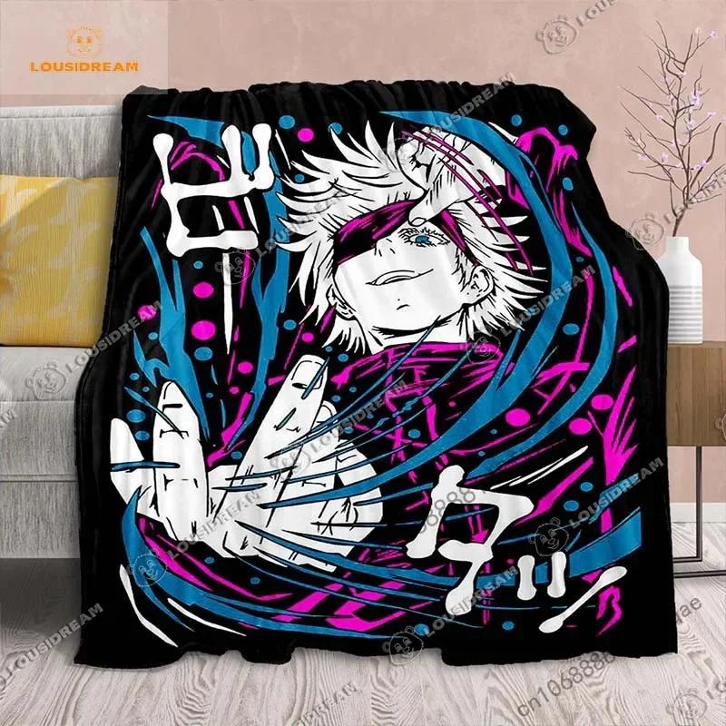 Cartoon Anime Jujutsu Kaisen Throws Blanket Soft Featuring Yuji Megumi Obara and Satoru Gojo Blanket for Travel Beding Bed