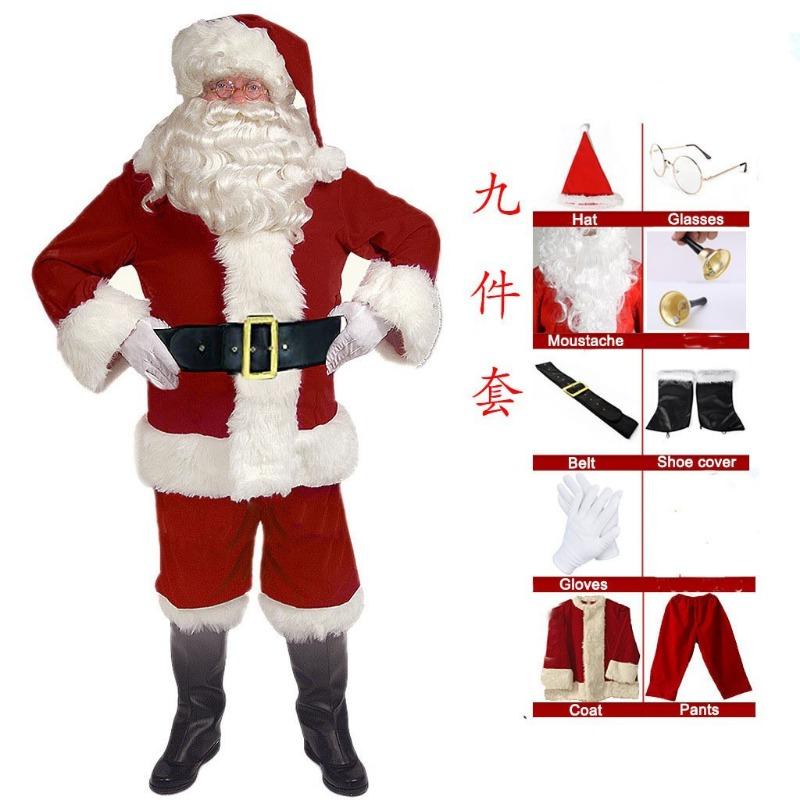 Santa Claus Clothing Santa Claus Costume Golden Velvet Christmas Suit Holiday Classic Performance Clothing