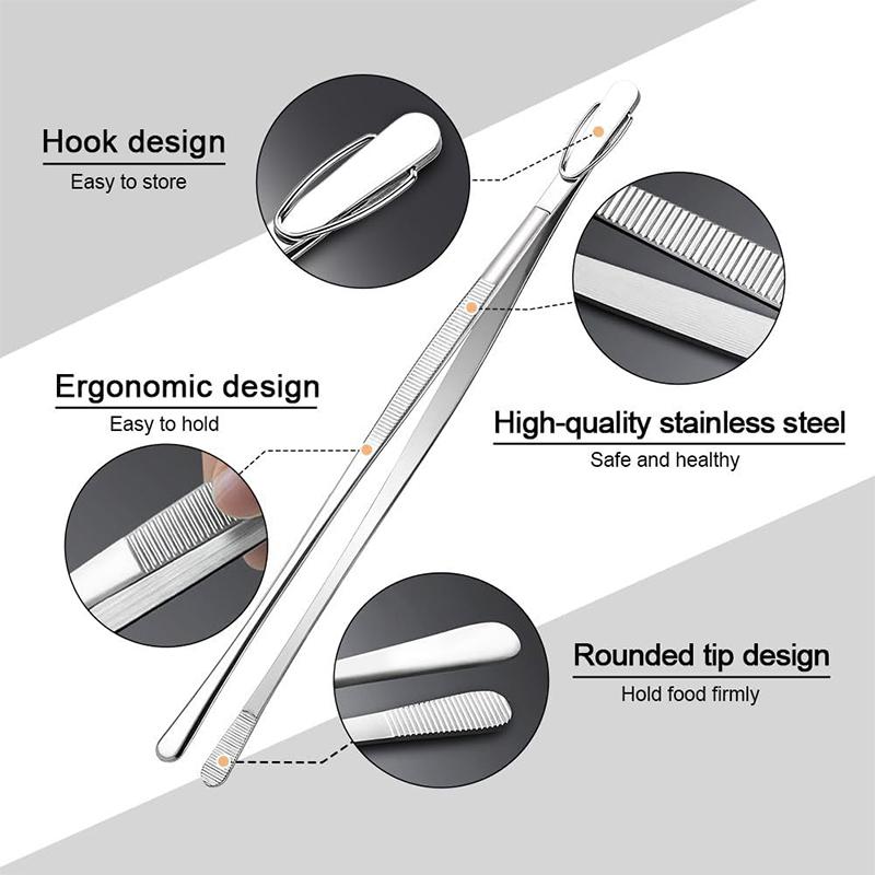 LMETJMA 2 шт. кухонные пинцеты из прочной нержавеющей стали для еды, щипцы для шеф-повара, щипцы для барбекю, гриля, приготовления пищи JT349
