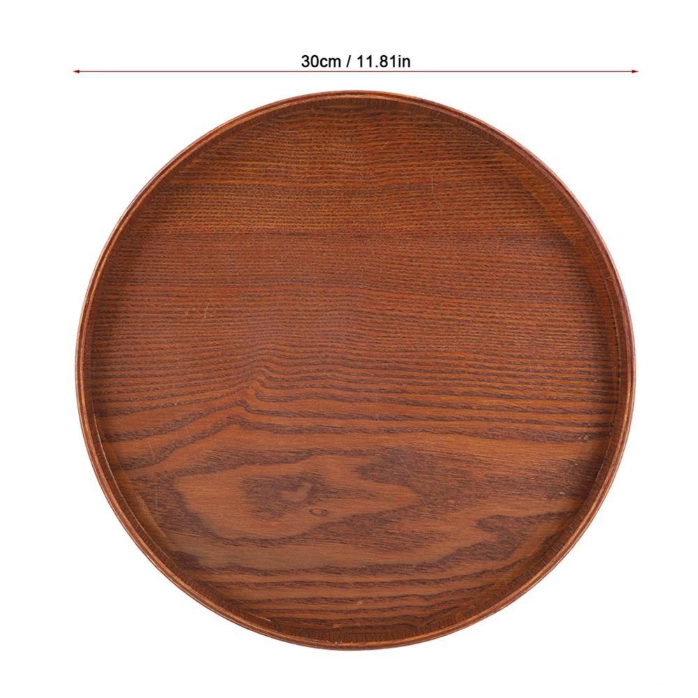 Solid Wood Wooden Plate Round Shape Food Server Coffee Serving Tea Tray  Restaurant