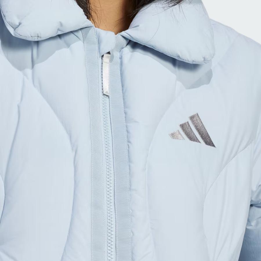 adidas FW24 Crop Down Series Водонепроницаемая теплая спортивная повседневная хлопковая куртка женская куртка синего цвета JG5933