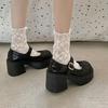 Студенческие черные ретро французские маленькие кожаные туфли 2025 лето и осень взрыв маленькая фея сладкий стиль сестры толстый каблук Мэри Джейн одинарные туфли