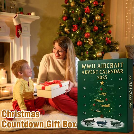Адвент-календарь «Самолеты Второй мировой войны 2025» 24-дневный рождественский календарь с 24 подвесками «Боевые самолеты-истребители», миниатюрные самолеты, подарки для любителей авиации