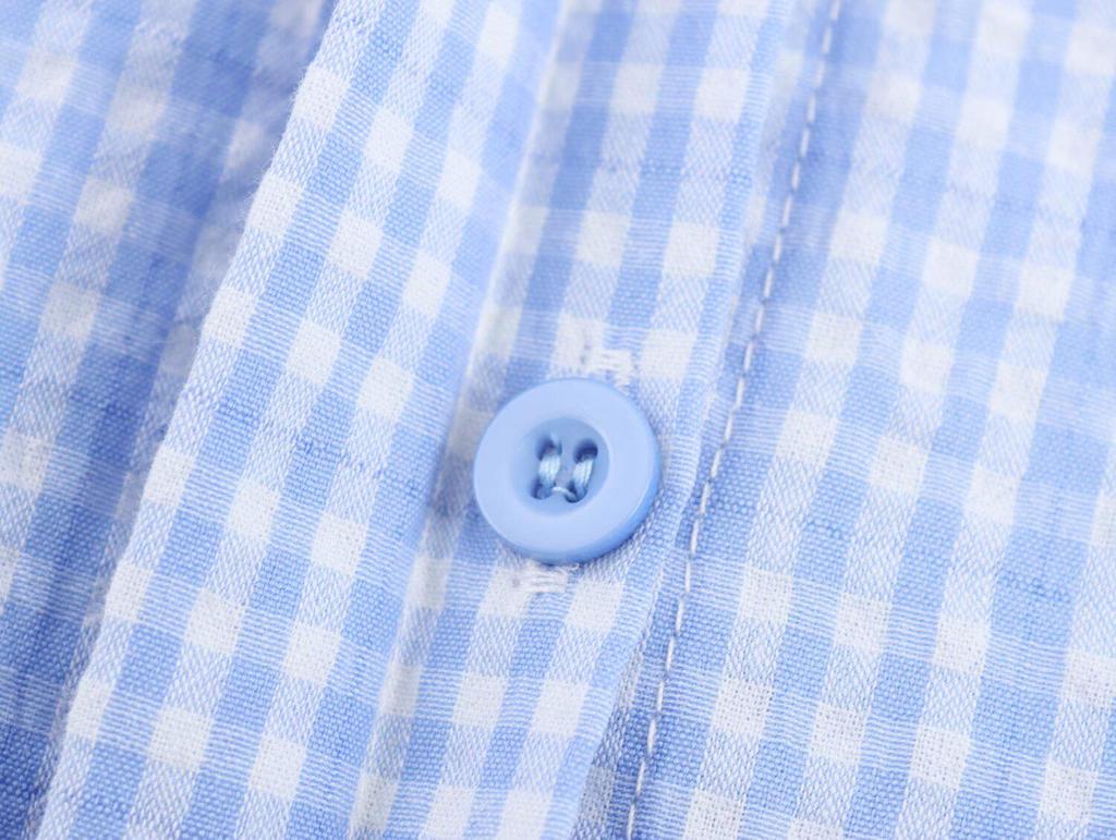 Spring 2025 Women's European & American Plaid Tie-Up Peter Pan Collar Shirt