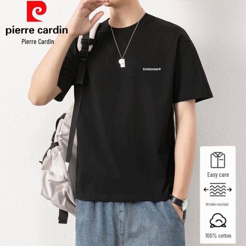 Pierre Cardin Мужская футболка из чистого хлопка с круглым вырезом и коротким рукавом