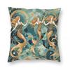 Mermaids Stained Glass Square Pillowcase Polyester Linen Velvet Printed Zip Decor Pillow Case Car Cushion Case