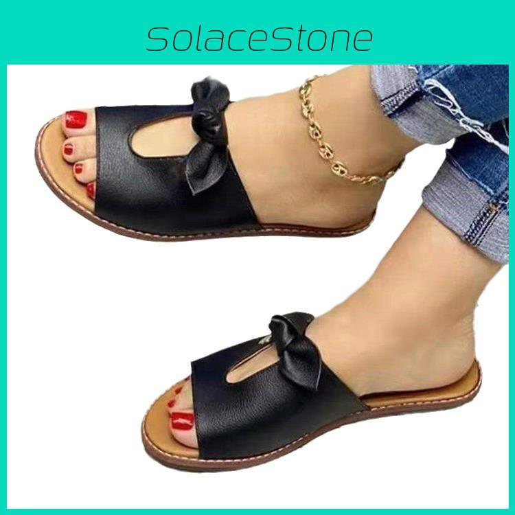 Ladies Open Toe Slipon Shoes With Manmade Pu For Comfortable Walking