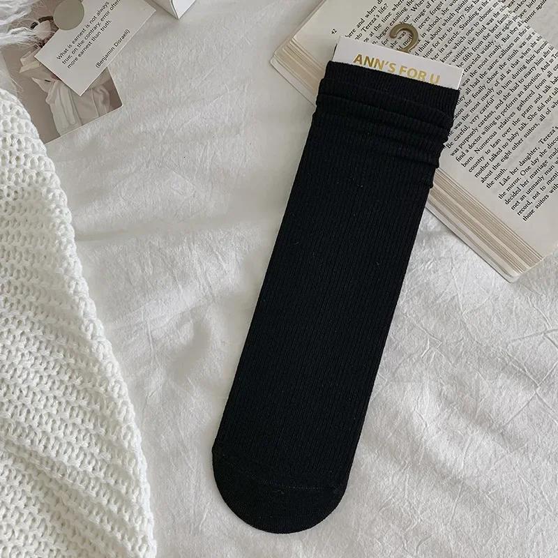 Однотонные носки женские хлопковые тонкие дышащие эластичные длинные носки корейский стиль повседневные уличные носки Харадзюку черные белые серые носки