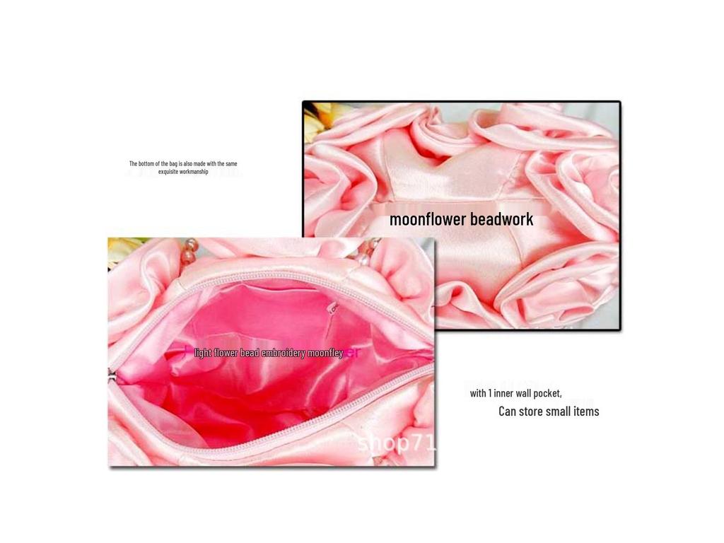 Вечерняя сумочка из парчи «Лунный цветок» - Корейский свадебный и для подружек невесты косметичка