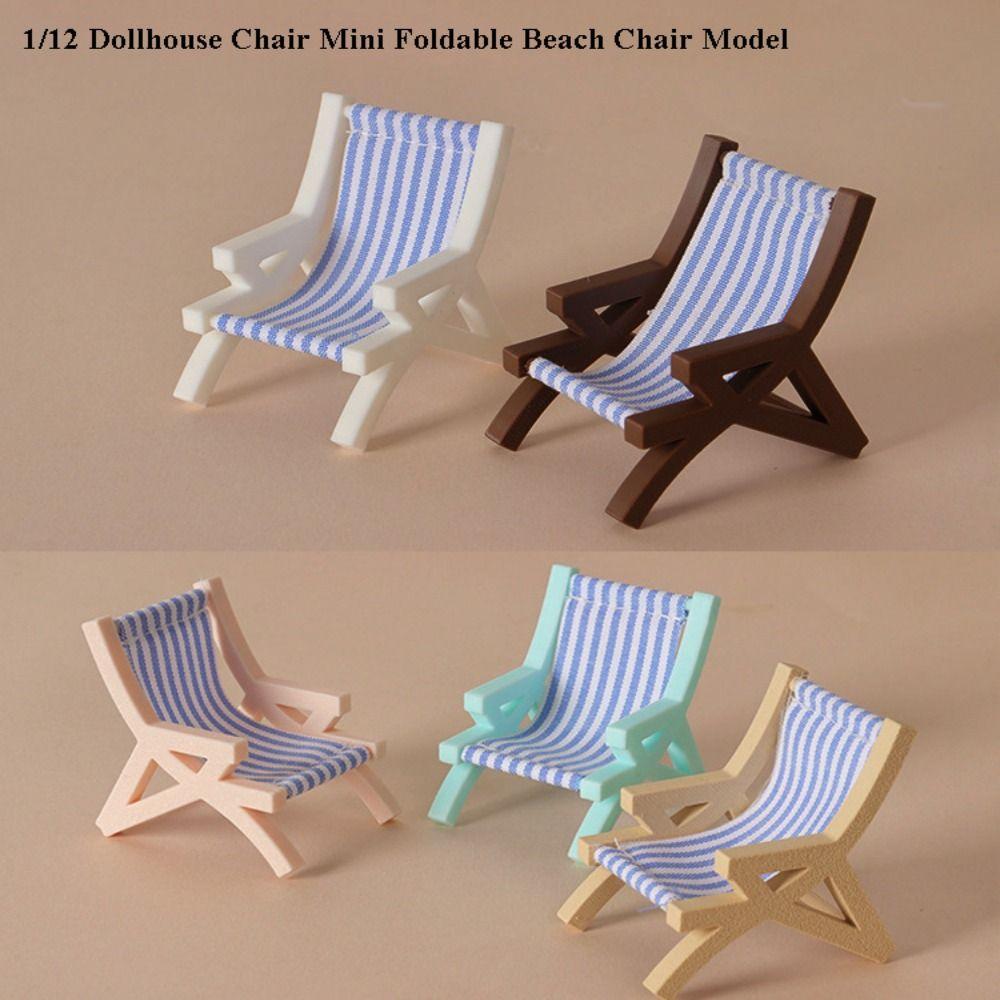 Multicolors Foldable Beach Chair Model Mini Doll Summer Vacation Chair For OB11 Doll