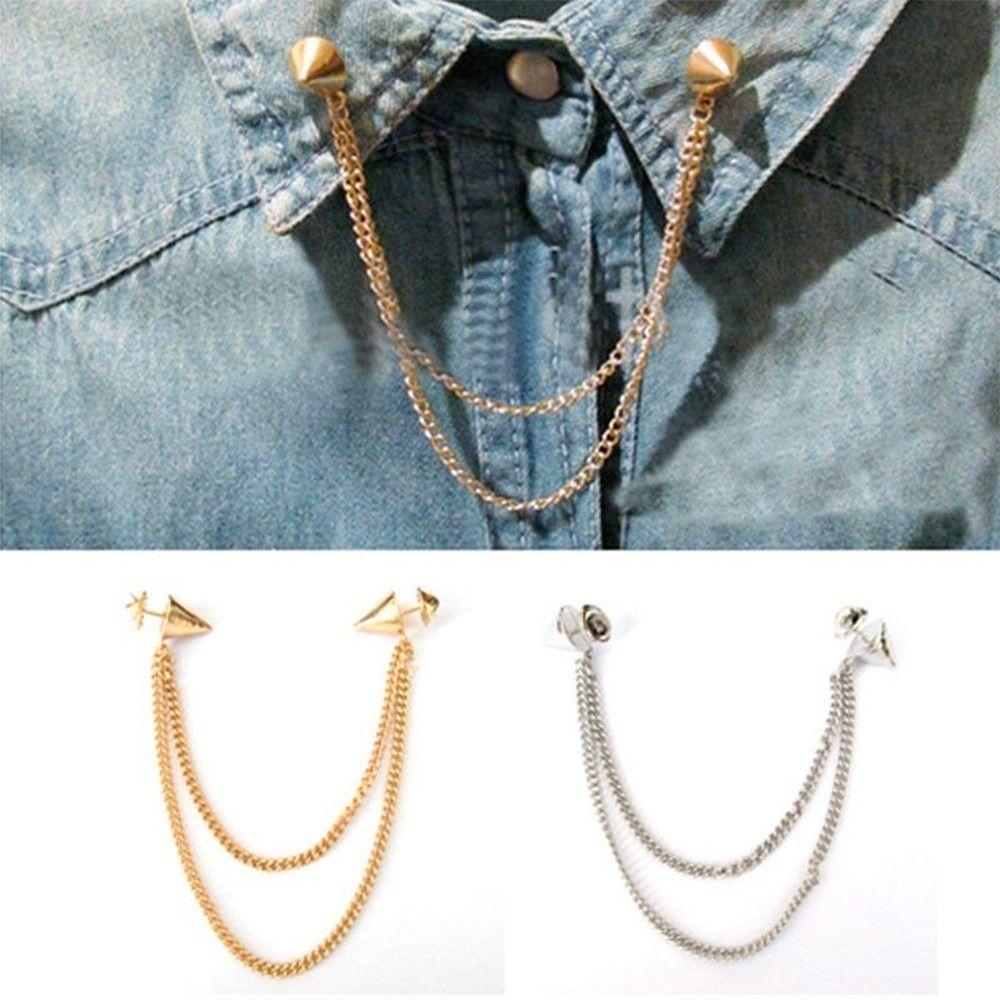Party Tassels Rivet Chunky Stud Blouse Chain Jewellery Necklace Brooch Tip Collar Pin Spike