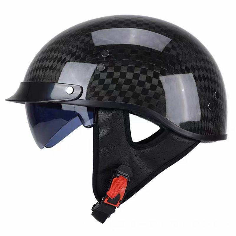 Ретро-шлем для мотоцикла из углеродного волокна, полушлем унисекс, ветрозащитный и защитный для всех сезонов