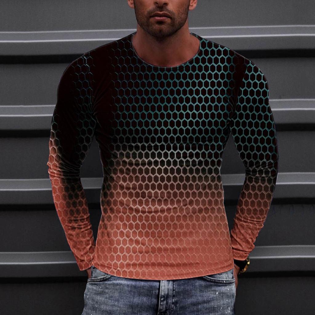 Муж. Футболка Круглый вырез Одежда Одежда На открытом воздухе Длинный рукав С принтом Модельер Винтаж