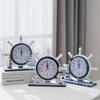 Bedroom Decoration, Table Clock, Living Room Wooden Clock Ornaments, Mediterranean Navigation Helmsman's Seat Clock
