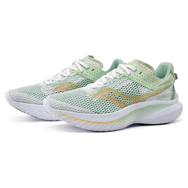 SAUCONY Kinvara 14 Comfortable Slip-Resistant Durable Lightweight Low-Top Running Shoes Women Running Shoes White Green S10823-100