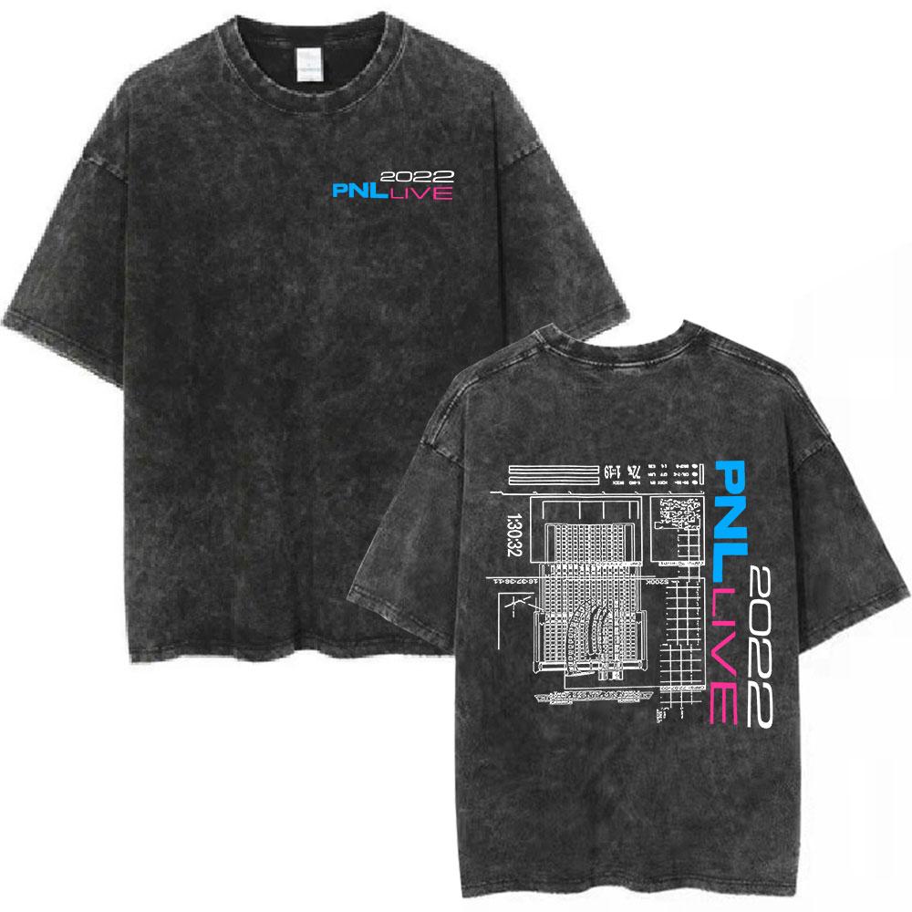 Le Monde Chico Винтажная футболка с варкой Qlf PNL Французский рэп Хип-хоп Футболки Мужские/Женские Хлопковые Повседневные Футболки Оверсайз Уличная одежда