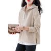 Hooded Long Sleeve Pullover Top with Contrast Brushed Loose Casual Plus Sizes Perfect for and Winter [CCGGOWMM] Women's Pattern, Fleece,