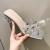 Модные босоножки Maogu Crystal, элегантные женские тапочки на среднем каблуке, летняя обувь 2024 года, босоножки с открытым носком, женские босоножки на толстом каблуке, красные, золотые, серебристые