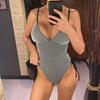 S - XL Сексуальный полосатый V-образный вырез на шнуровке Женский купальник Слитный купальник Женский монокини С высоким вырезом по ноге Купальник Купальник Купание