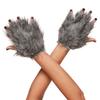 Wolf Paw Gloves Fingerless Warm Fuzzy Gloves Animal Cosplay Hand Paws Faux Fur Gloves for Halloween Christmas Dress-Up Party Costume