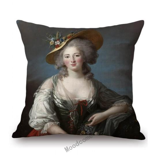 French Madame British Duchess Princess Rococo Oil Painting Art Royal Court Hotel Lobby Wall Decoration Pillow Case Cushion Cover