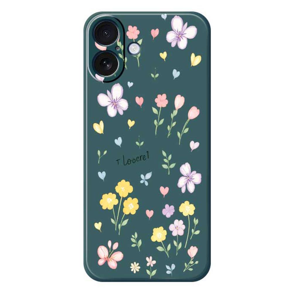 For iPhone 17 Case Small Flowers Pattern Printing Straight Edge TPU Phone Back Cover