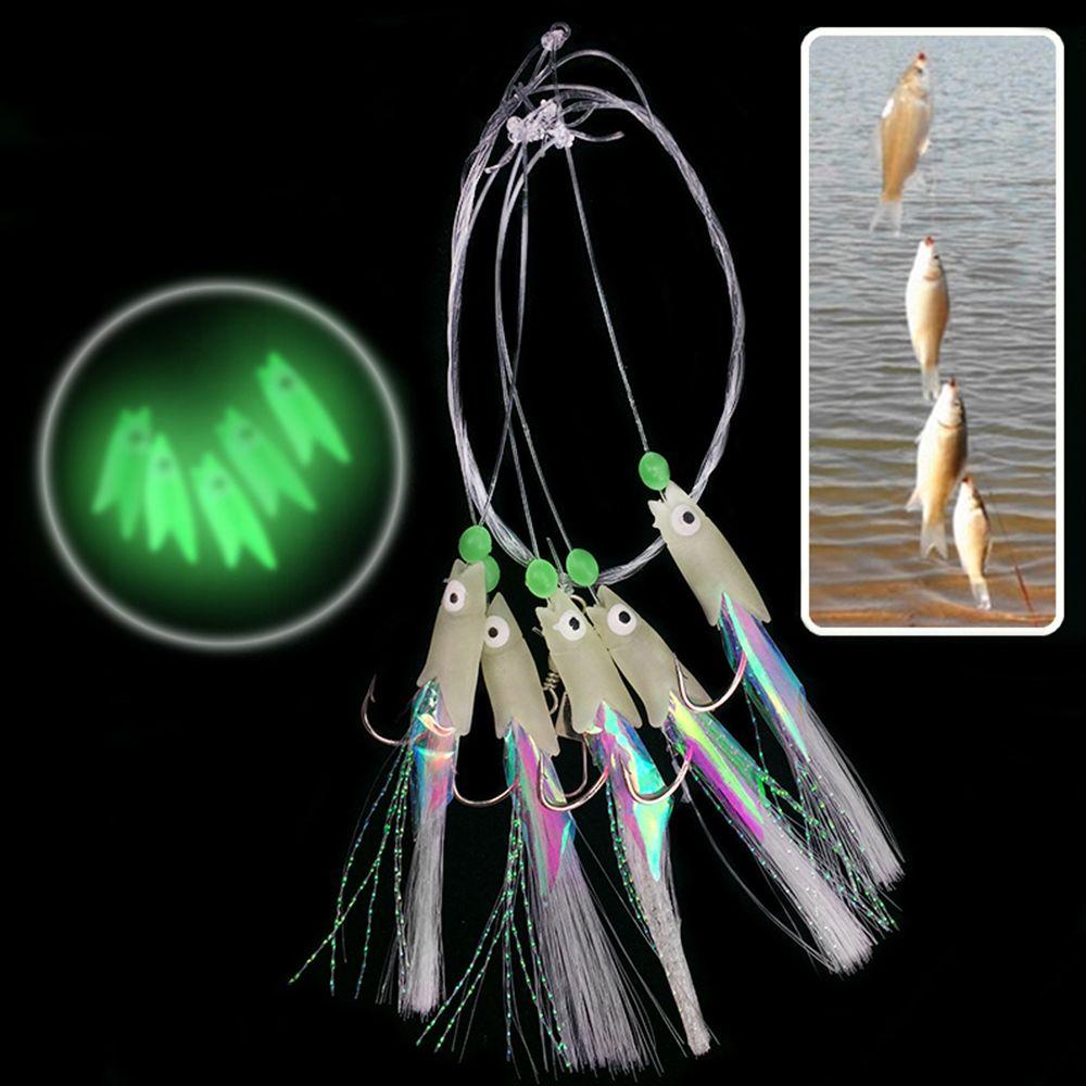 Steel  Soft Silicone head  Fishing Tackle String hook long tail  Tied up Glow fish lure Soft bait