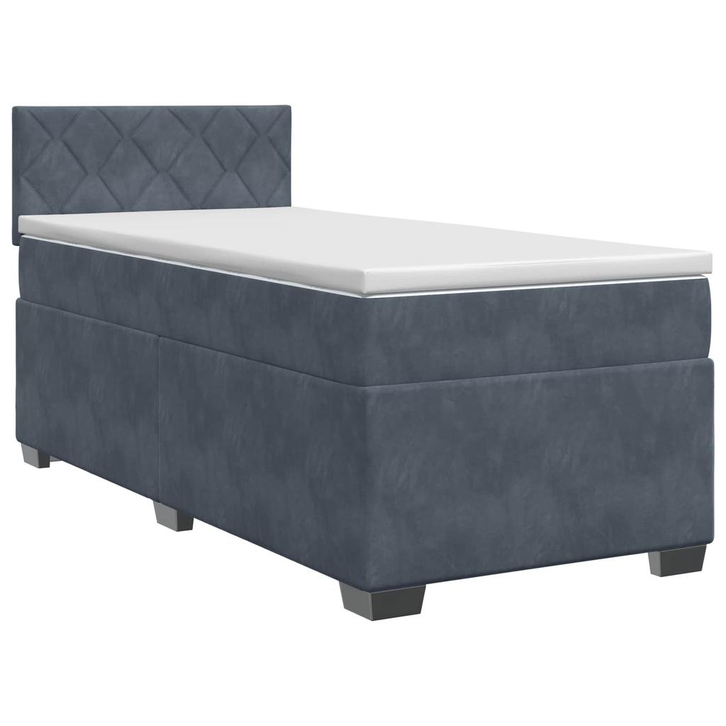 Box Spring Bed with Mattress Dark Gray 80 x 200 cm Velvet