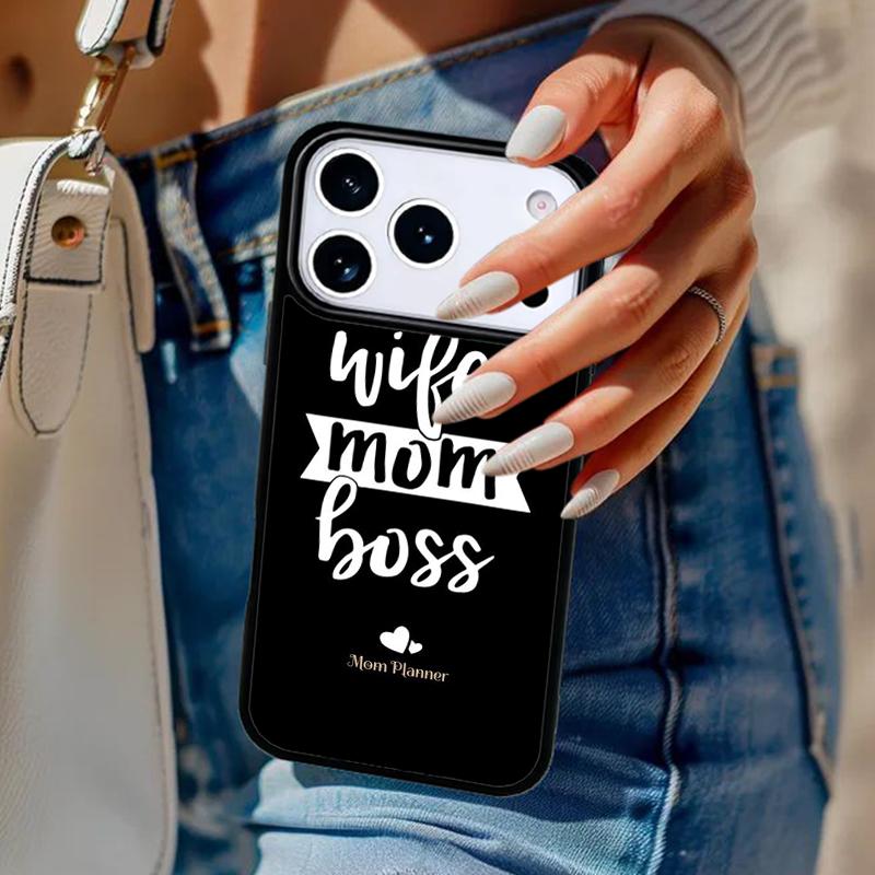 Чехол для телефона Wife Mom Boss funny для iPhone 17 Air 14 15 13 12 Max Чехол для Apple 16e 11 Pro Max Plus Coque