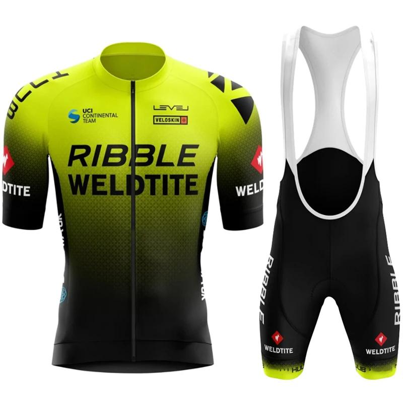 2026 Ribble Weldtite Cycling Jersey Set Short Sleeve Men Anti-UV Bike Summer Cycling Clothing Maillot Ciclismo Hombre Bicycle Suit