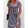 Женская футболка с цветочным принтом и 3D-абстрактным рисунком, элегантное платье в стиле отпуска с круглым вырезом и коротким рукавом из дышащей ткани