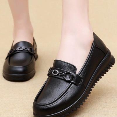 Весенне-осенние удобные среднего размера для пожилых людей туфли на мягкой подошве, кожаные туфли, нескользящие, среднего размера 2, женские туфли на плоской подошве