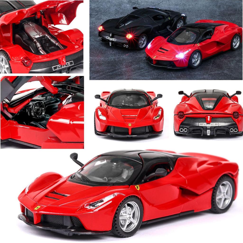 1:32 Scale Car Model, Pull Back Car with Sound and Light for Kids Boy Girl, Metal Body Door Opened