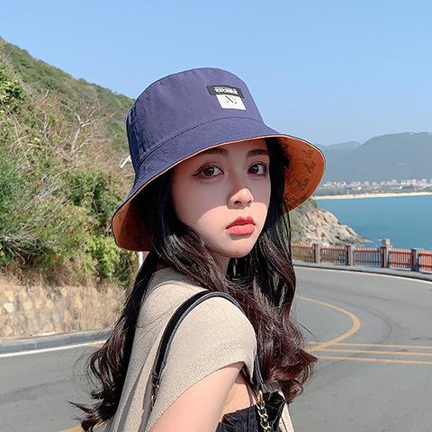 Bucket hat women's high sense summer moisture-proof sun protection sun hat spring and autumn versatile double-sided bucket hat