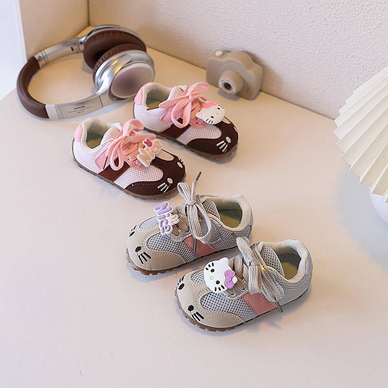 Korean-style German training shoes, new spring and autumn children's sports shoes, soft-soled toddler shoes, cartoon sneakers for girls