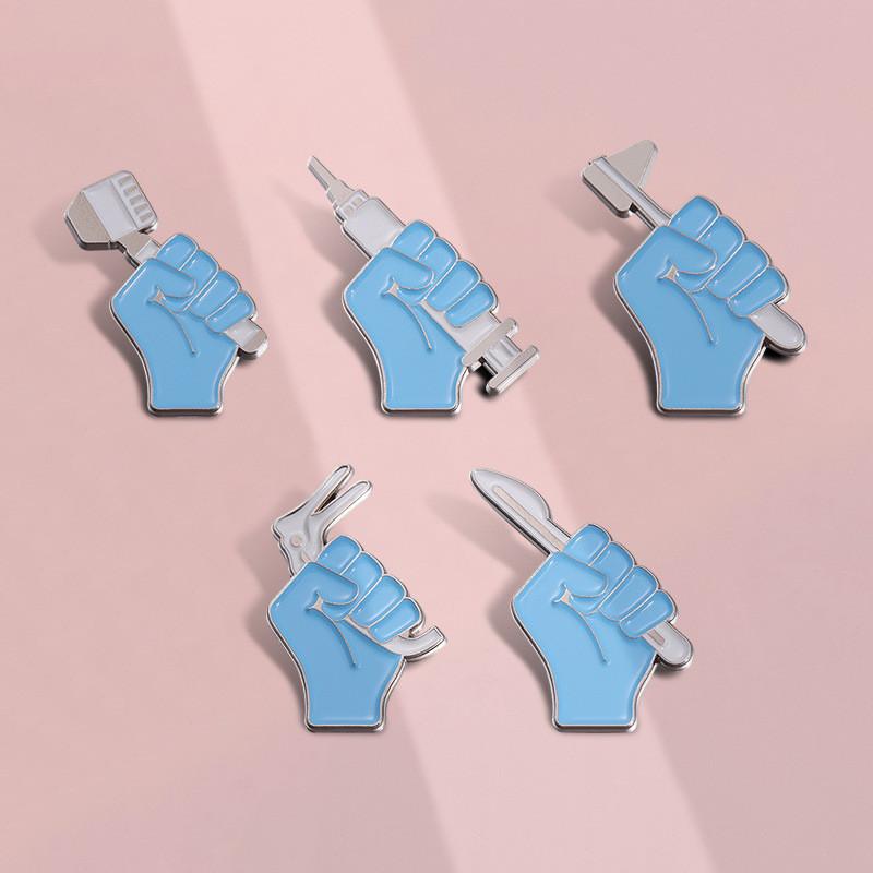 Unique Blue Medical Syringe Pin Badge Creative Cartoon Design For Doctors And Nurses