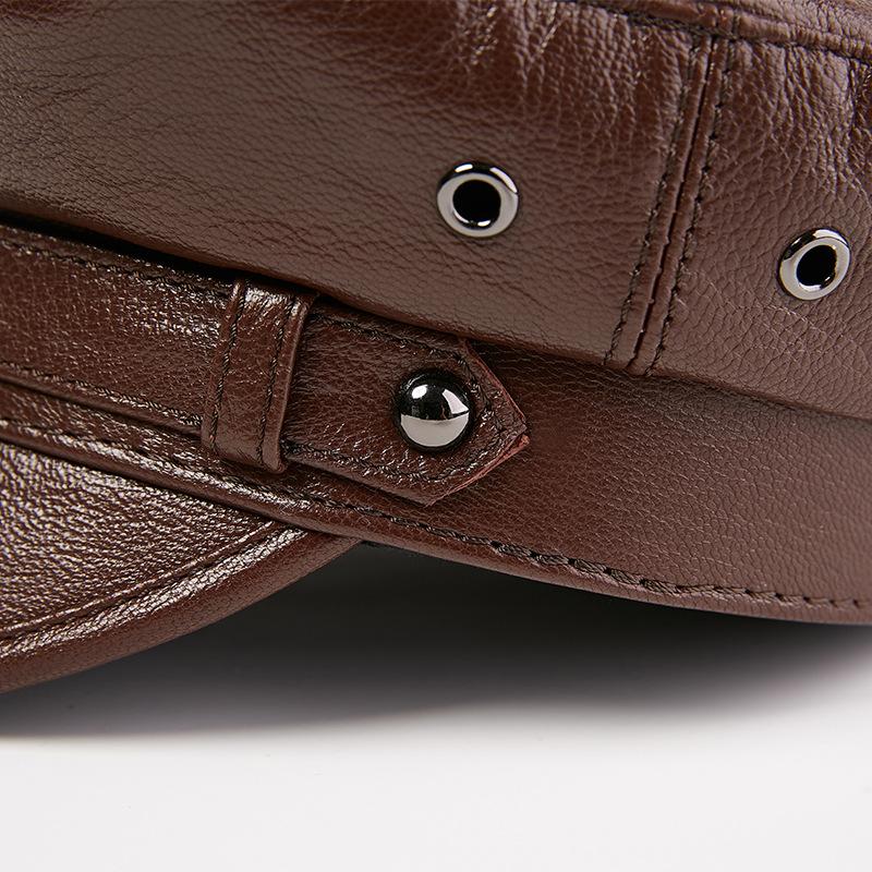 Autumn and Winter Europe and America Middle-aged and Elderly Motorcycle Men Leather Rock Pirate Cap Captain Cap Outdoor Flat Cap