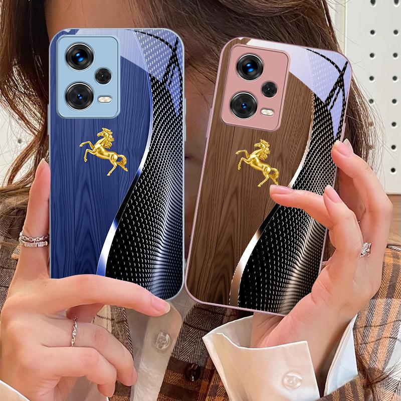Деревянная текстура Золотой Конь Для Redmi Note 10 10T 11 12 13 14 11T 11S 12 14 Pro Plus A4 14C A3 A3x K40 Игровой Закаленный Чехол для Телефона