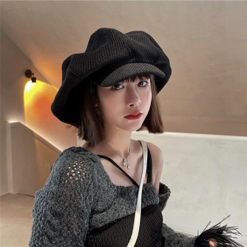 Вельветовая большая японская женская весенне-осенняя восьмиугольная шляпа, модная шляпа газетчика, берет художника, берет в форме облака, стиль Ins
