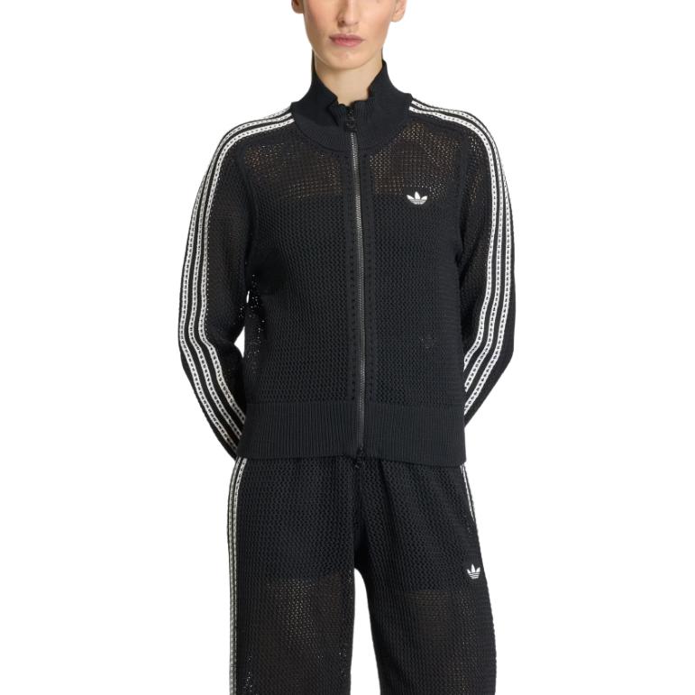 adidas Оригинальный вязаный спортивный свитер с молнией и высоким воротником 'Firebird Track Comfort', приятный для кожи, облегающего кроя, женские топы KC6497