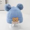 0-3Year Plush Ball Baby Knitted Hat Solid Color Beanie Hats Children Warm Cap  Baby Children Kids