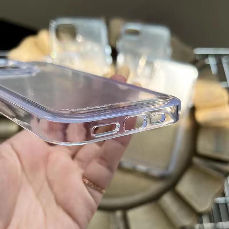 Чехол Simplicity для iPhone 16 15 14 13 12 11 Pro Max Plus, акриловый жесткий бампер, прозрачная задняя крышка с серебряной кнопкой